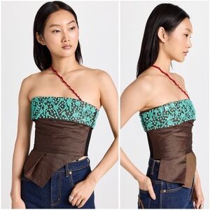 NWT Tory Burch Lollipops Embellished Wrap Bustier Top $1,998